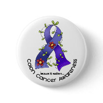 Colon Cancer Awareness FLOWER RIBBON 1 Buttons