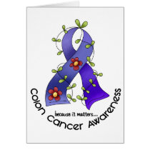 Colon Cancer Awareness FLOWER RIBBON 1 Greeting Card