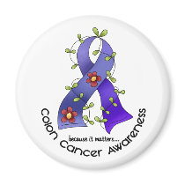 Colon Cancer Awareness FLOWER RIBBON 1 Fridge Magnet