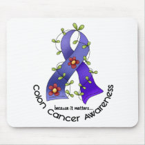 Colon Cancer Awareness FLOWER RIBBON 1 Mouse Pad