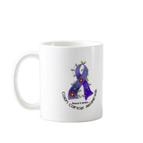 Colon Cancer Awareness FLOWER RIBBON 1 Mugs