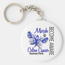 Colon Cancer Awareness Month Butterfly 3.1 Key Chain