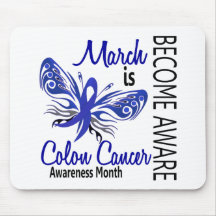 Colon Cancer Awareness Month Butterfly 3.1 Mouse Pads