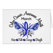 Colon Cancer Awareness Month Butterfly 3.2 Greeting Cards