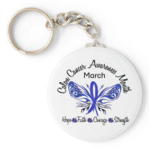 Colon Cancer Tattoo Butterfly Keychain Designs, Colon C