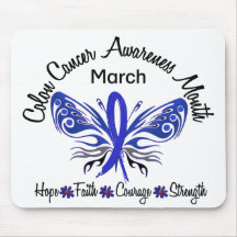 Colon Cancer Awareness Month Butterfly 3.2 Mouse Pad