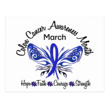 Colon Cancer Awareness Month Butterfly 3.2 Postcards