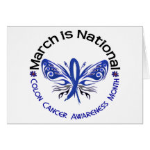 Colon Cancer Awareness Month Butterfly 3.3 Card