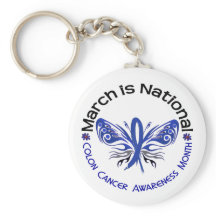 Colon Cancer Tattoo Butterfly Keychain Designs, Colon C