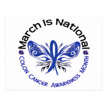 Colon Cancer Awareness Month Butterfly 3.3 Post Cards