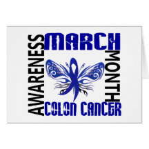Colon Cancer Awareness Month Butterfly 3.4 Greeting Card