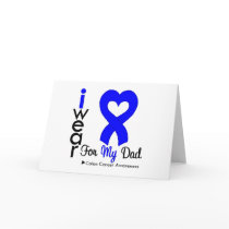 Colon Cancer Blue Heart Ribbon For My Dad Cards
