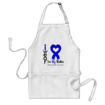 Colon Cancer Blue Heart Ribbon For My Mother Apron