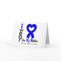 Colon Cancer Blue Heart Ribbon For My Mother Greeting Card