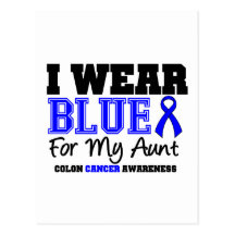 Colon Cancer Blue Ribbon For My Aunt (Sporty) Postcards