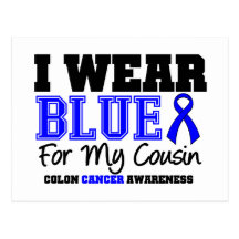Colon Cancer Blue Ribbon For My Cousin (Sporty) Postcards
