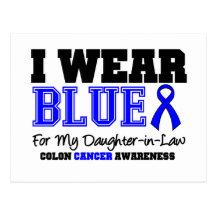 Colon Cancer Blue Ribbon For My Daughter-in-Law Postcards