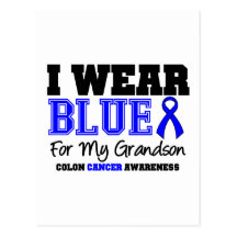 Colon Cancer Blue Ribbon For My Grandson (Sporty) Post Card
