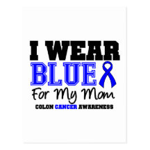 Colon Cancer Blue Ribbon For My Mom (Sporty) Post Cards