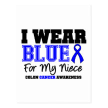 Colon Cancer Blue Ribbon For My Niece (Sporty) Postcard