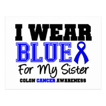 Colon Cancer Blue Ribbon For My Sister (Sporty) Post Card
