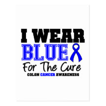 Colon Cancer Blue Ribbon For The Cure (Sporty) Post Cards