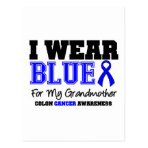 Colon Cancer Blue Ribbon Grandmother (Sporty) Post Cards