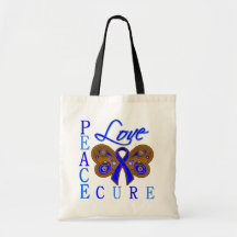 Colon Cancer Butterfly Peace Love Cure Bags