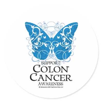 Colon Cancer Butterfly Stickers by fightcancertees