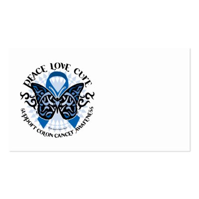 Colon Cancer Butterfly Tribal 2 Business Card Templates by fightcancertees