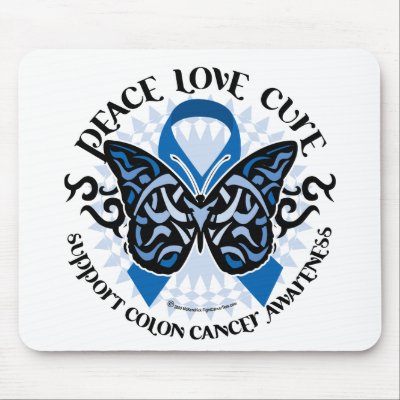 Colon Cancer Butterfly Tribal 2 Mouse Pad by fightcancertees