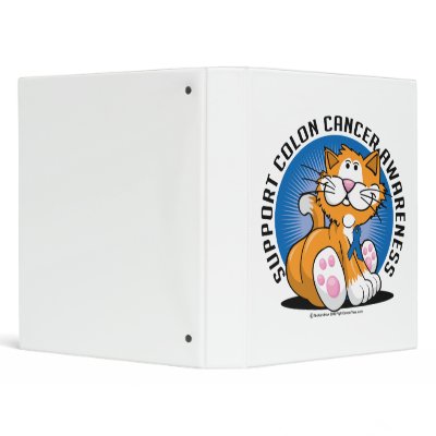 Colon Cancer Cat 3 Ring Binders by fightcancertees