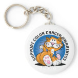 Colon Cancer Cat Key Chain