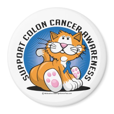 Colon Cancer Cat Refrigerator Magnets by fightcancertees