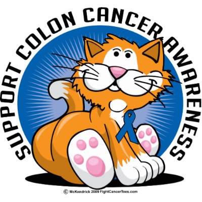 Colon Cancer Cat Cut Outs by fightcancertees