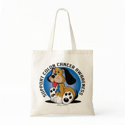 Colon Cancer Dog Canvas Bags by fightcancertees