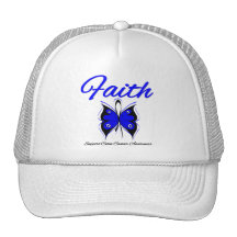 Colon Cancer Faith Butterfly Ribbon Trucker Hat
