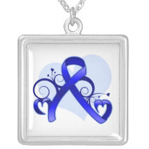 Colon Cancer Floral Heart Ribbon Jewelry