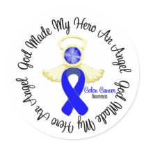 Colon Cancer God Made My Hero An Angel Round Stickers