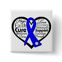 Colon Cancer Heart Ribbon Collage Pinback Buttons