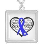 Colon Cancer Heart Ribbon Collage Personalized Necklace