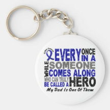 Colon Cancer HERO COMES ALONG 1 Dad Keychain