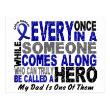 Colon Cancer HERO COMES ALONG 1 Dad Postcard