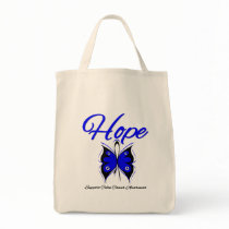 Colon Cancer Hope Butterfly Ribbon Canvas Bag
