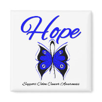 Colon Cancer Hope Butterfly Ribbon Magnets