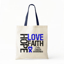 Colon Cancer Hope Love Faith Canvas Bags