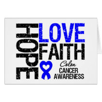 Colon Cancer Hope Love Faith Greeting Cards