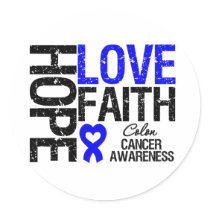 Colon Cancer Hope Love Faith Sticker