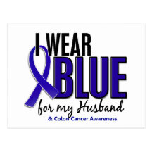Colon Cancer I Wear Blue For My Husband 10 Postcards
