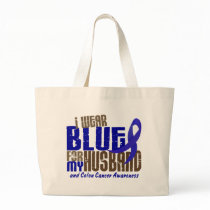 Colon Cancer I WEAR BLUE FOR MY HUSBAND 6.3 Tote Bags